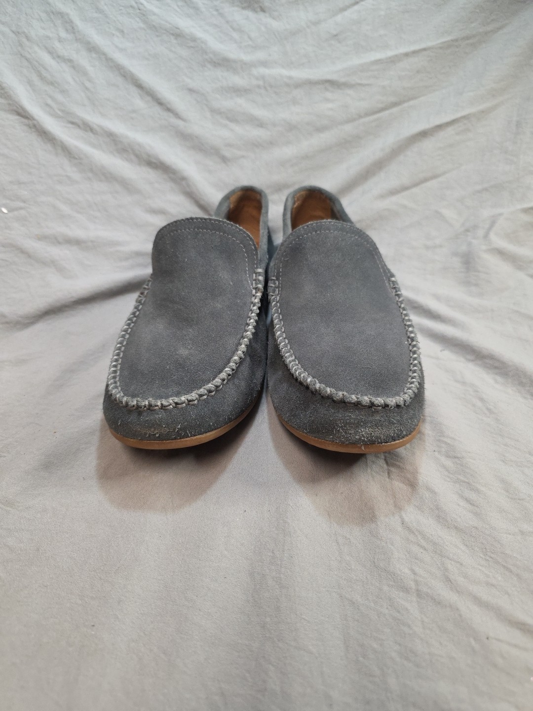Frye Lewis Venetian Suede Moc Toe Driving Loafer Mens 9.5 Charcoal Grey