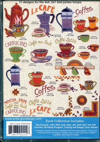 Anita Goodesign Machine Embroidery Collection CD- Coffee 59MAGHD - Picture 2 of 3