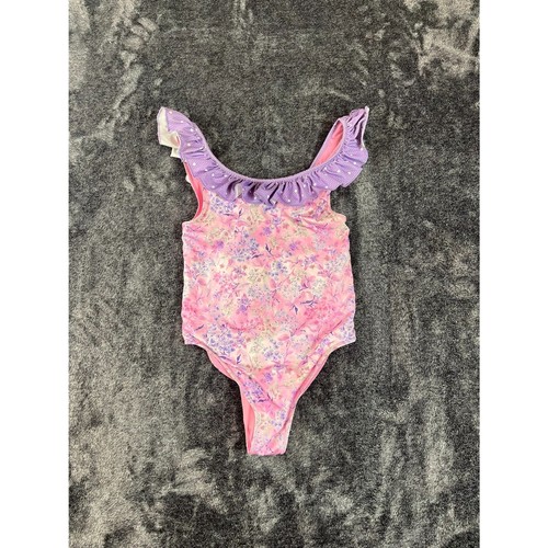 Love Shack Fancy Girls Floral Pink Purple One Piece Swimsuit Sz 10