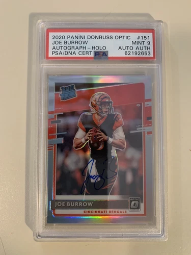Joe Burrow 2020 Panini Donruss Optic Autograph Holo PSA 9