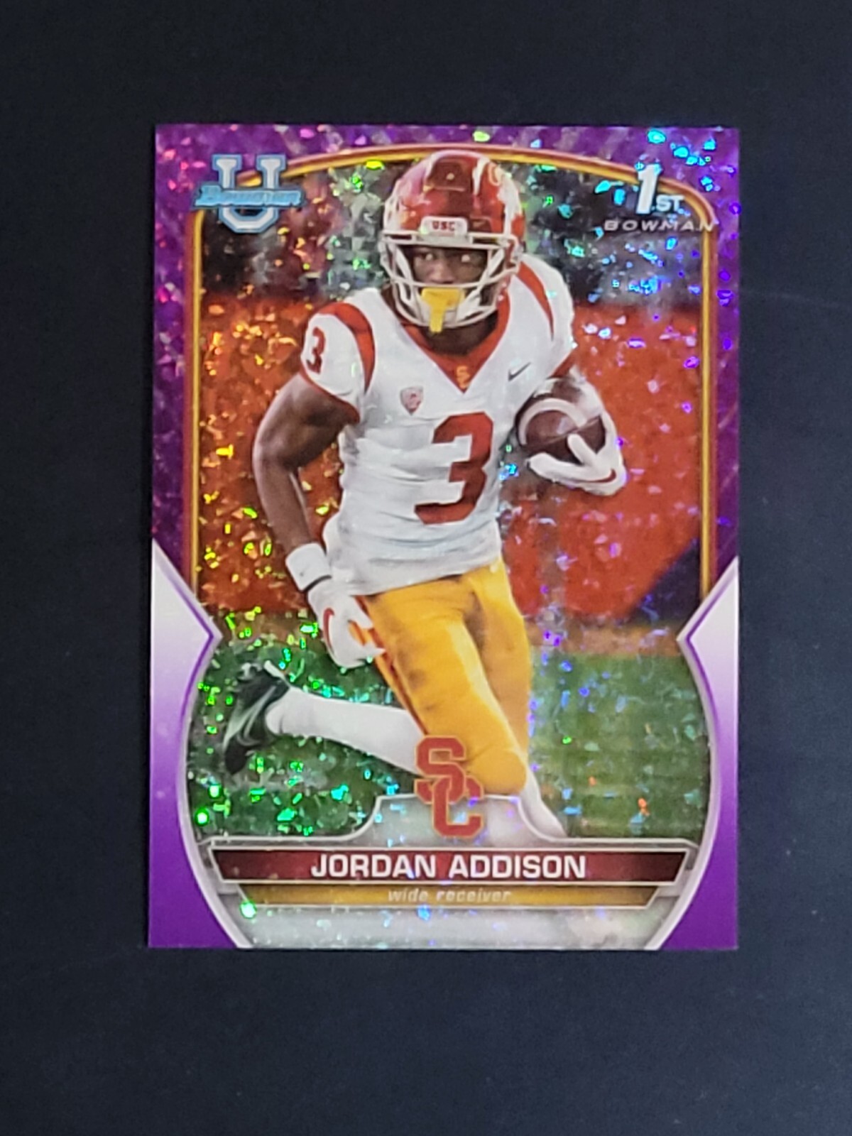 Jordan Addison 2022 Bowman Chrome U #36 PURPLE MINI-DIAMOND REFRACTOR 152/399