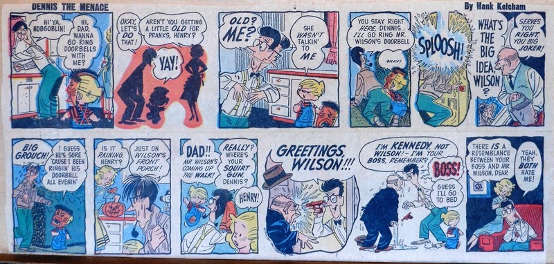 Dennis the Menace by Hank Ketcham - early color Sunday comic page from late 1954