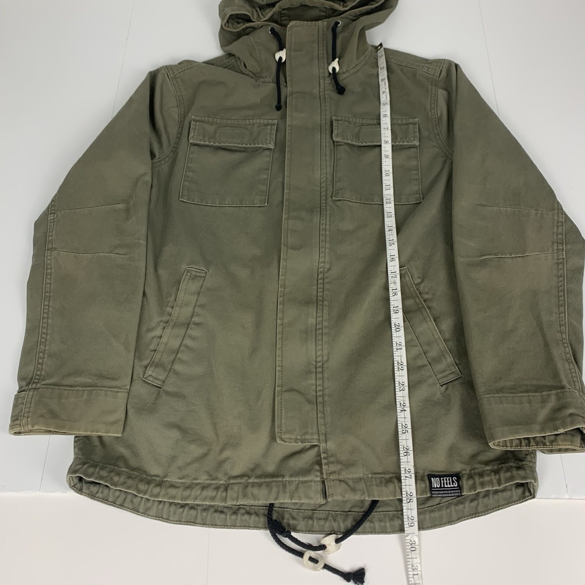 Army Green Utility Jacket Divided By H&M Hooded Coat Womens Size
