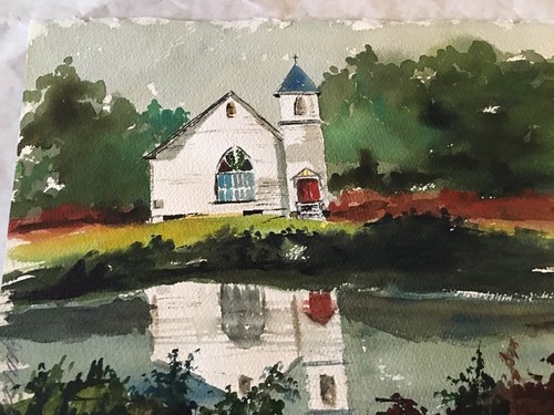 John McDowell Williams “Church Reflected” Signed Original Watercolor w/COA - Picture 2 of 10