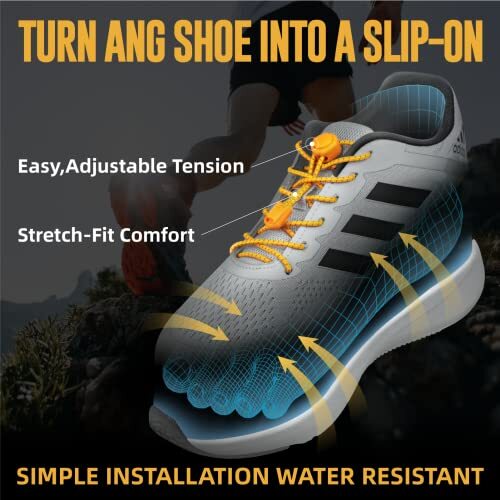 No Tie Shoelaces - Tieless Elastic Shoe Laces - Strong Lock Shoelaces for Black - Picture 2 of 6