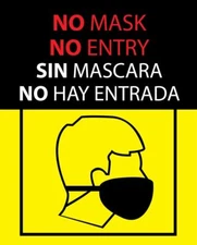 No mask no entry window cling decals
