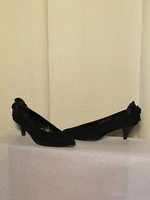 escarpins LARA MANNI daim noir/satin/perles 39 - Photo 1/4