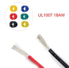 UL1007 18AWG Flexible Single Core Electrical Stranded Wire Cable DIY RC 12-Color