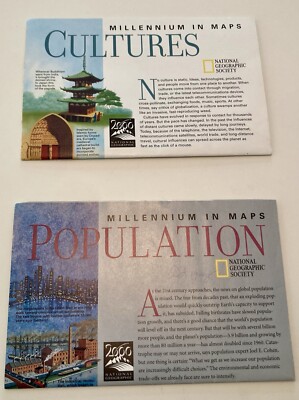 National Geographic Millennium In Maps Cultures Population 1998 - 1999 Lot 2