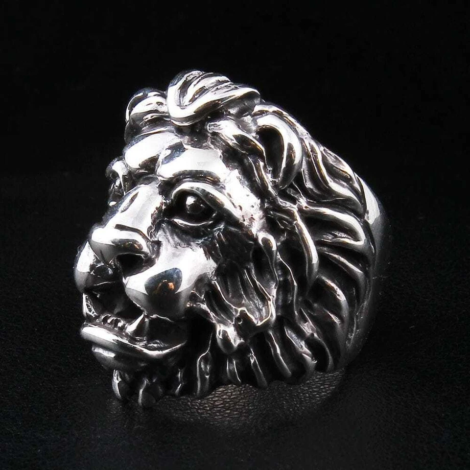 Anello leone da uomo in argento sterling - Immagine 4 di 4
