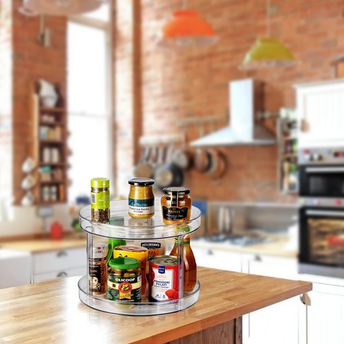 2 Tier 11" Lazy Susan, Rotating Turntable Organizer for Cabinet, Kitchen, Fri... - Picture 3 of 7