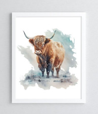 Cow Wall Art Print, Highland Cow Wall Decor, Home Decor, Farm Animals Art Print