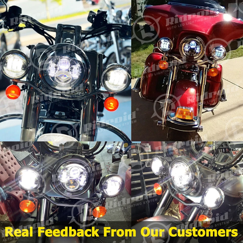 Faro LED 75W 7" + Luces antiniebla de paso de 4,5" para Yamaha Road Star Roadliner Foto 4 de 4