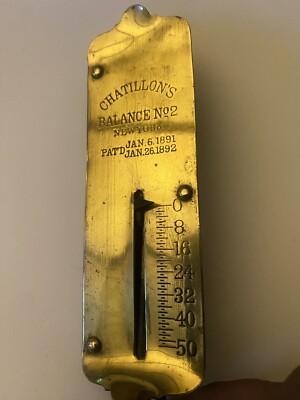 Antique Hanging Scale Chatillon s Balance No 2 Spring Shiny Brass 50 lb New York