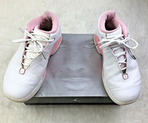 pink and white jordans womens