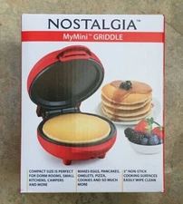 Nostalgia MyMini RED Griddle Cakes Pancake Maker~ New in Box ~ Never Used