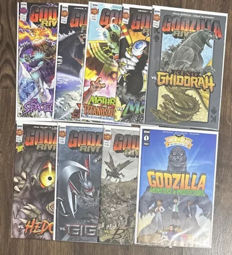 LOT OF 8 GODZILLA RIVALS 1 SHOTS HEDORAH /MOTHRA/GIGAN/RODAN + MORE IDW/TOHO