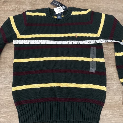 Polo Ralph Lauren Boys Sweater Green Blue M (10-12) Striped Pullover Long Sleeve - Picture 3 of 5
