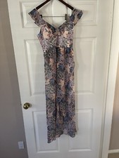 GUESS Women's Pink Floral V Neck Sleeveless Maxi Sheath Dress Size 4