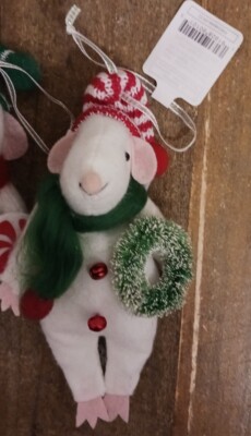 2022 Wondershop Felted Wool FESTIVE MOUSE Red Hat Christmas Tree Ornament NEW