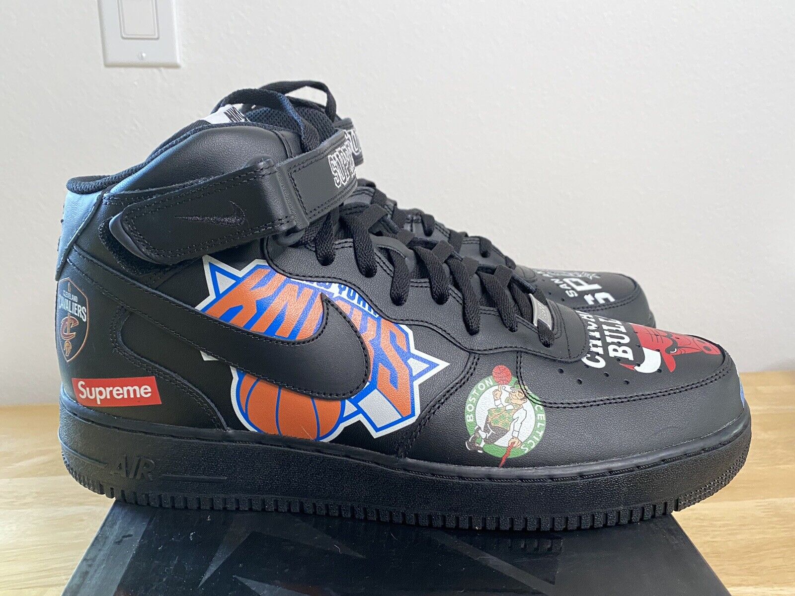 2018 Supreme NBA Black Nike Air Force 1 Mid '07 SS18 AQ8017-001 Size 14 New  DS