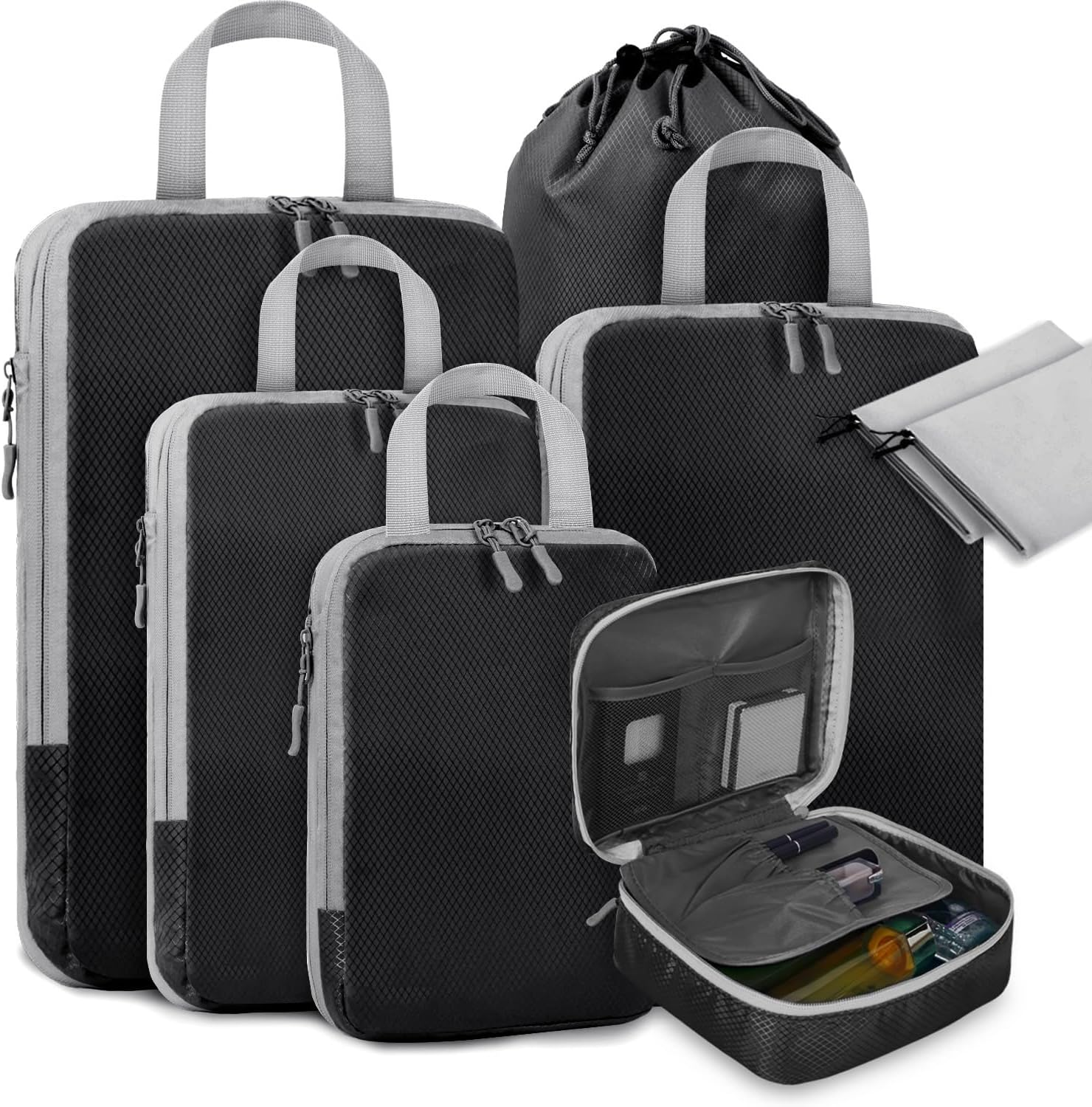 8 Set Compression Packing Cubes for Suitcases, Travel Accessories