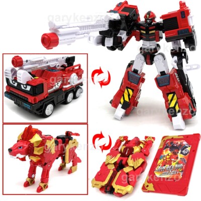 Metal Cardbot Pheonix Fire Transform Robot Fire Engine Truck Lion
