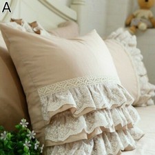Cushion Cover Throw Pillow Case Ruffle Lace Country Floral Sofa Bed Home Decor