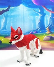 3D Printed Wolf, Articulated White  Red Wolf Toy, 6" Fidget Animal Wolf Toy