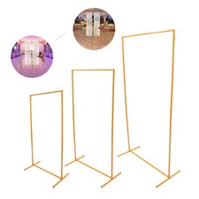 Set of 3 Metal Backdrop Stand, Rectangular Balloon Frame, Gold Backdrop Decor.