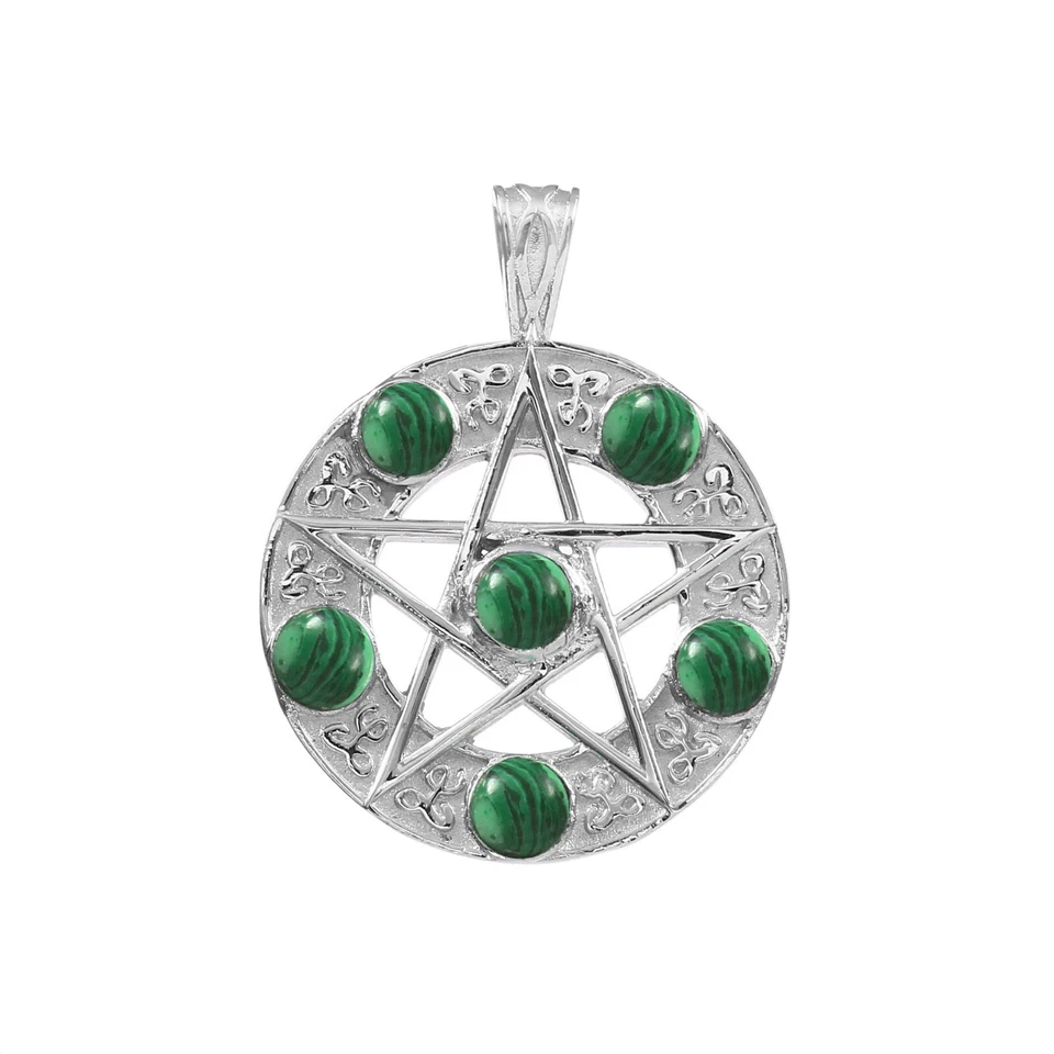 Colgante de malaquita verde colgante de plata de ley 925 colgante de piedras preciosas de malaquita Foto 3 de 3