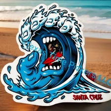 🔥 FACTORY OEM Santa Cruz Skateboard Wave Surfer 4+” Vinyl Sticker SURF Beach CA