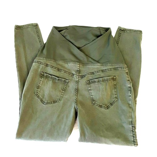 Isabel Maternity Jeans Womens Size 4 Green Moto Stretch Crossover Tummy Panel - Picture 8 of 11