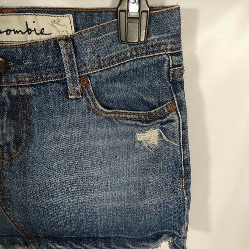 Girls Denim Skirt Size 14 Blue Abercrombie Distressed Cut Off Jeans Mini - Picture 4 of 12