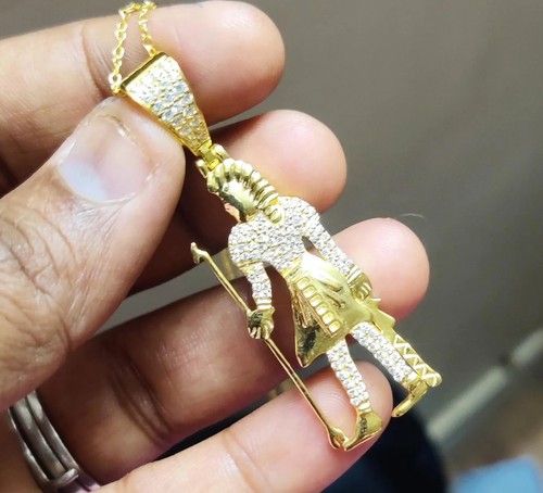 3Ct Round Cut Lab Created Diamond Egyptian God Pendant 14K Yellow Gold Plated - Picture 7 of 10