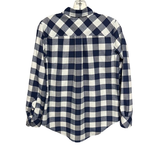 Vineyard Vines Flannel Shirt Womens Size 0 Blue Button Up Buffalo Check Relaxed - Picture 10 of 12