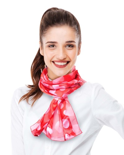Valentine Hearts Theme Valentine's Day Silk Feeling Lightweight Fashion Scarf - Picture 19 of 19