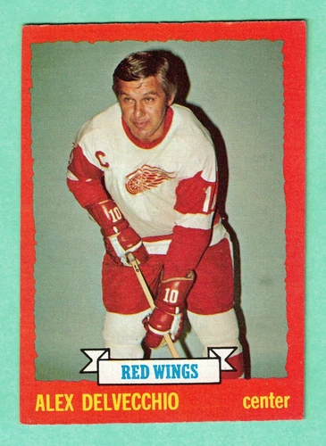 (1) ALEX DELVECCHIO  1973-74 TOPPS # 141 RED WINGS EX/EX+ CARD (I0260)