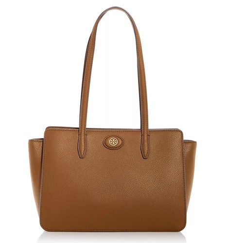 NWT TORY BURCH $398 ROBINSON BISTRO BROWN PEBBLED LEATHER TOTE BAG