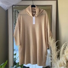 NWT Flawless Cannon Pocketed Cowl Neck Thermal Knit Dress Cream Sweater Dress