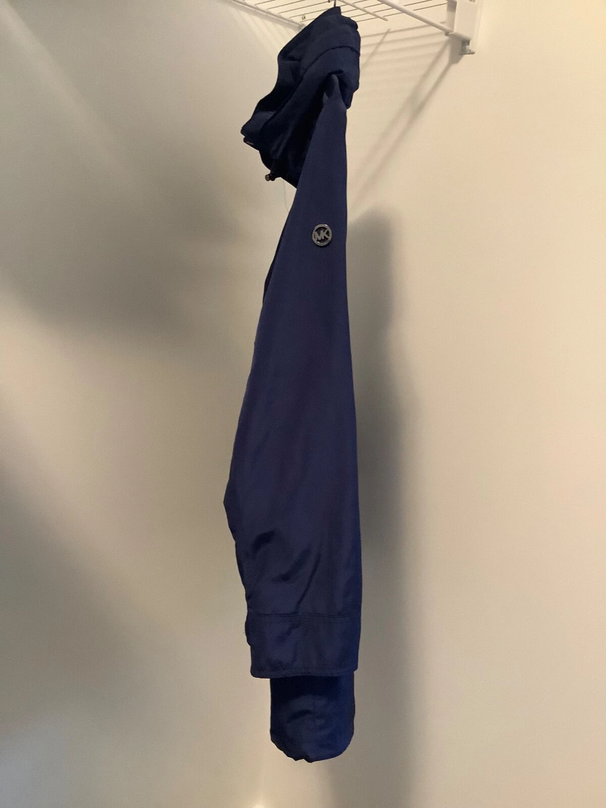 Giacca antipioggia donna Michael Kors blu tasche a scatto zip Taglia Large