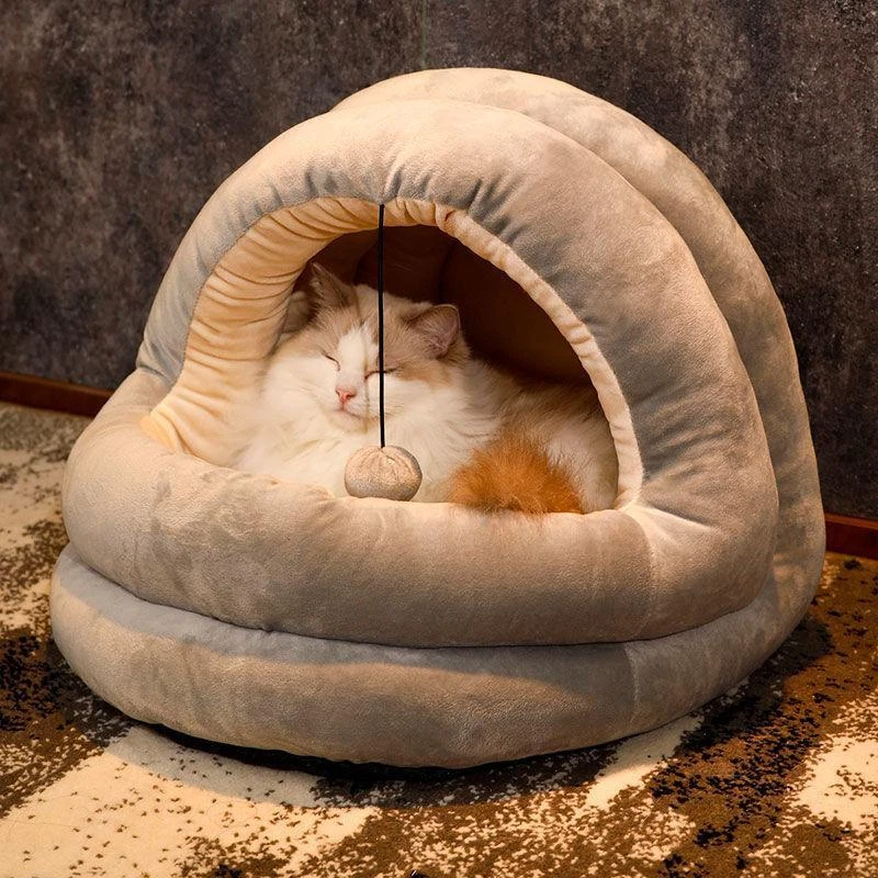 Pet Tent Cave Bed for Cats Small Dogs Self-warming Cat Tent Bed Cat Hut Comforta