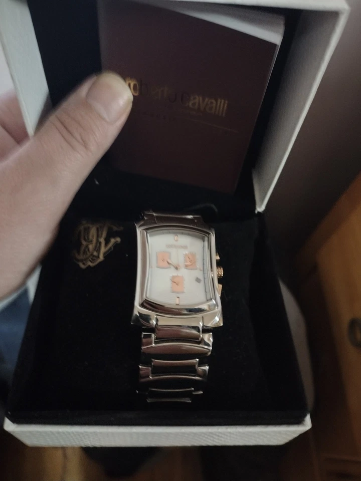 Roberto Cavalli Tomahawk Mens Chronograph Watch, White Rose Gold, Silver Steel - Image 2 of 4