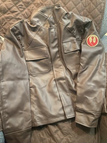 Star Wars Poe Dameron Brown Leather Jacket Men 4xl Rebel Patch Quilted Finn - product listing photo