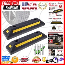 2 Pack Heavy Duty Rubber Parking Stopper for Garage, Wheel Stops for Parking ...