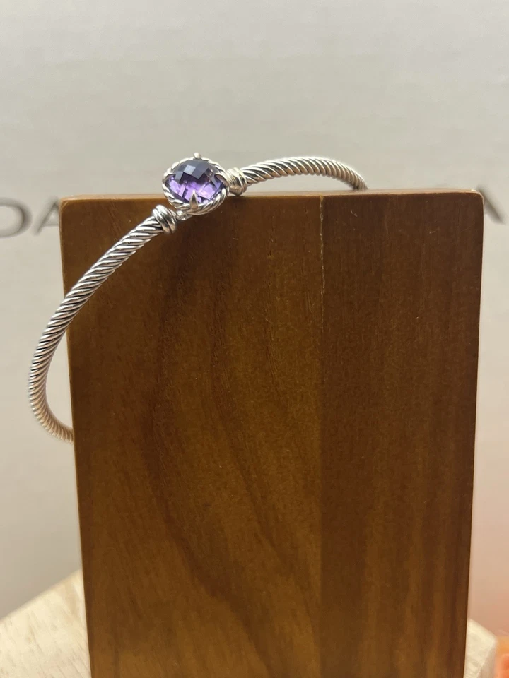Brazalete David Yurman 'Petite Chatelaine' Amatista Plata de Ley 3mm Talla Grande Foto 4 de 4
