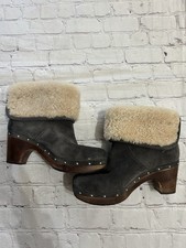 Ugg Women's Shearling-Lined Wooden Clogs Boots Size 7 read Convertible