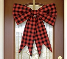 Christmas Bow Wreath Large Bow For Door Red Black Plaid 22 X 22