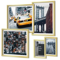 Posterset FüR Zuhause Im Rahmen Bezaubernde Ausblicke Auf New York Golden Rahmen