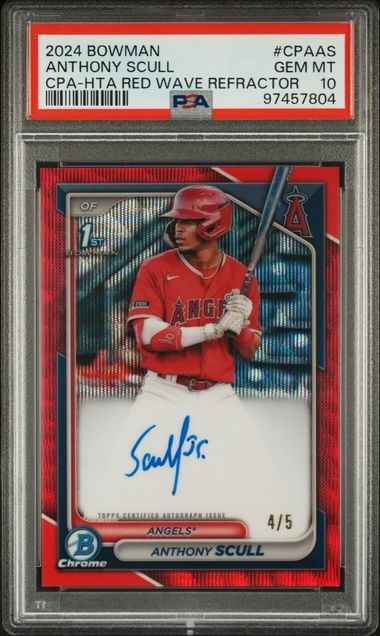 2024 BOWMAN CHROME ANTHONY SCULL CPAAS AUTO CHR PRSPCT AU-HTA RED WAVE PSA 10